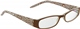 A rich brown town with distinctive patterned temples in a cats eye frame. A delightful touch of rustic every day charm.