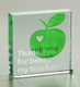 Thank your teacher for being so wonderful with this adorable "apple for the teacher!" Can be used as a paperweight or just a fun desk or shelf accessory! Size: 3"x3"x0.7" 