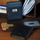 Guys are sure to love our Genuine Leather Money Clip for all occasions. Fashioned in genuine leather, this multi-function wallet features a clear view ID window, multiple card slots on the inside and outside and leather covered magnetic clasp. With its slim form and timeless design, this money clip will never go out of style... making it great for all gift giving occasions! Available in genuine black leather only.