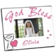 This First Holy Communion Personalized Printed Frame makes a great gift to any little one making their First Holy Communion. Our Personalized Picture Frame can be personalized with any name. Please choose between pink or blue. Measures 8"x10" and holds a 3.5"x5" or 4"x6" photo. Easel back allows for desk display or ready for wall mount. 
