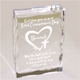 Our exquisite clear Personalized Keepsake stands 4" x 6" with soft scalloped edges measuring 1" thick. Includes FREE Personalization! Personalize your Keepsake with any name and date. 