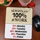 Remind a boss, co-workers, office dwellers to give 100% every day at work. Our mouse pad gives a humorous breakdown of that 100%.