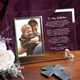 Our Personalized Godfather Beveled Glass Picture Frame is a heavy-weight glass with beveled edges on all sides, accented with golden brass frame trim. Frame measures 8" x 11" and holds your 4" x 6" photo; includes clear easel legs for top display. Includes FREE Personalization! Personalized with any two line custom message. (i.e. Forever In My Prayers/Love, Logan) Say Thank You to your Godfather with our attractive Personalized To My Godfather Picture Frame and besure to include your favorite photo of your little angel to complete this Engraved Godfather Keepsake. 