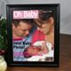 Our Oh Baby Magazine Cover is printed on a high gloss paper and put into our 8" x 10" Black Frame. Picture frame includes an easel back that allows for desk display or can be hung on the wall. Includes FREE Personalization! Upload your favorite photo below. Personalize with Parents names, Babys name, date, weight and height. *Due to the style and design of this item we reserve the right to adjust and crop photo as we see fit. 