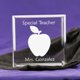 Let that special teacher in your life know how appreciated they are. Personalize with their name to make it a truly special gift. These adorable keepsake blocks come with a velvet pouch to keep them dust free. Blocks measure 2 1/2" x 2 1/2" and are 1" thick, so they can stand on their own. 