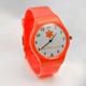 Medical ID watch with orange neon color strap features an medical symbol and See Other Side pre-printed on the face. We can engrave the back using traditional (etched in) or black laser engraving. Watch strap adjusts from 6 - 8 inches. Made of polyurethane and stainless steel. Water resistant.