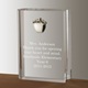 The crystal book with silver apple is a keepsake ideal as a teacher appreciation gift. Shaped like a book, this teacher gift has a silver apple embellishment with plenty of room to have a personal message to teacher sand etched into the crystal. This 4" by 3" personalized teacher gift makes a great addition to home or office, and is perfect as a teacher retirement gift or as an end-of-year thank you gift. Surprise a favorite teacher with this teacher gift and let him or her know how much they are appreciated. 