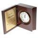 Our elegantly-designed solid wood book clock is a tasteful and classy addition to any desktop. It features a working quartz precision clock inside its open design, with overall dimensions of 4 3/8” x 5 3/8” x 1 3/4" making it a stylish option for even the smallest of desks.  Add personalization with our free engraving services. Your message will be engraved into the inside cover of the book, creating an impressive reflection of your taste and style, and assuring that this gift will be cherished and appreciated!