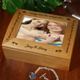  Personalized Friendship Photo Keepsake Box True friends share their joys, accomplishments and lifes little challenges; all of which can be nestled into this decorative friendship oak keepsake box. Our personalized keepsake box measures 8 1/8"Lx6 1/8"Wx3 5/8"H and is perfect for holding your special mementos, such as a special card from a friend. Photo keepsake box holds your personal 4 x 6 photo. Great for bridal party gifts, mothers day gifts, gifts for sisters