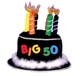 Celebrate a 50th birthday with our birthday hat with candles and let everyone know you are celebrating.