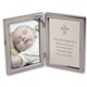 This beautiful religious combination frame and engraving plate allows space for both a photo and a special personalization. The left side holds a 4" x 6" photo and the right side features a stunning cross under which you may add several lines of text. Perfect for commemorating a Christening, Communion, or Confirmation, or even a religious wedding. This is a gift that will be displayed proudly in their home for years to come. 