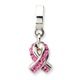Sterling silver with crystals show your support and awareness for breast cancer. Give as a gift to support a family or friend or wear on your own bracelet to stand united. 