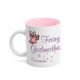 A godmother is a special person in the life of a child. Let them know how magical they truly are with this mug. Personalize with the godchilds name to make this a truly memorable gift. This white mug features a pink interior, and is made of a hard coated ceramic. The mug holds 11 ounces, and will make a beautiful addition to any kitchen. Personalization information: Personalize this gift with the childs name. 