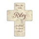 Our Bless this Child White Rose Cross is a meaningful keepsake gift for a baptism, christening, First Holy Communion or Confirmation. This hardwood cross will make an everlasting keepsake of a special day. This hardwood cross has a glossy finish and measures 5 1/4" x 6.875". It is perfect for hanging on a wall.