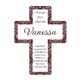 This personalized wall cross is a lovely way to honor a friend or family member of the Christian faith. These religious gifts can be personalized with the names of the recipient and gift giver, and feature a beautiful prayer in a clean script. Each religious gift measures 5 1/4" x 6.875" and is constructed of hardwood with a glossy finish. This lovely cross makes a perfect religious gift for any occasion, from confirmation to first communion to a housewarming.