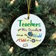Show your hard-working teacher how much they are appreciated with this Personalized Teacher Ceramic Ornament. Its the perfect way to say thank you for the wonderful job educating our children. This Personalized Teachers Change the World Ornament is sure to become a treasured keepsake cherished year after year.