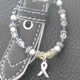 This mini bracelet was designed to adorn wheelchairs, rear view mirrors, back packs and purses (as a purse charm). Now you can show your support any time.