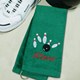 Our personalized golf towel measures 16" x 26" and is made of 100% cotton sheared terry. Each embroidered hunter green golf towel includes a brass colored grommet and hook. 