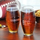 Its a win / win for everyone from your fraternity brothers and groomsmen to your family and friends. So, dont pass up the opportunity to deliver this tailgating must have! Size: Measures 6.625 inches tall and 3.625 at its widest. Holds up to 23 ounces. Materials: Clear glass *Please Note: Hand blown glass may contain small bubbles.