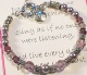 This fun bracelet is a great gift idea for anyone on your gift list. Made with swarovski crystals and bali sterling silver. Let this bracelet be a reminder to live every day and enjoy! Choose between Purple (as shown) or pink. Standard size is 7 3/4" great for milestone birthdays, special friends, family, just because...