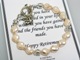 This pearl and crystal bracelet makes a beautiful keepsake gift as a reminder of lifes accomplishments. Each bracelet comes with the special card as shown below. Made with swarovski cream rose pearls, swarovksi crystals and silver and crystal roundel. An etched, silver heart charm hangs next to the bali silver toggle.