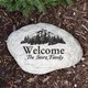 This great design brings the wonderful feel of nature to your home when displayed in your yard or garden or by your cabin. This Garden Accent Stones is designed for indoor or outdoor use. The engraving is highly detailed and durable with color and texture variations. Please Note: Welcome is Standard on the garden Stone.